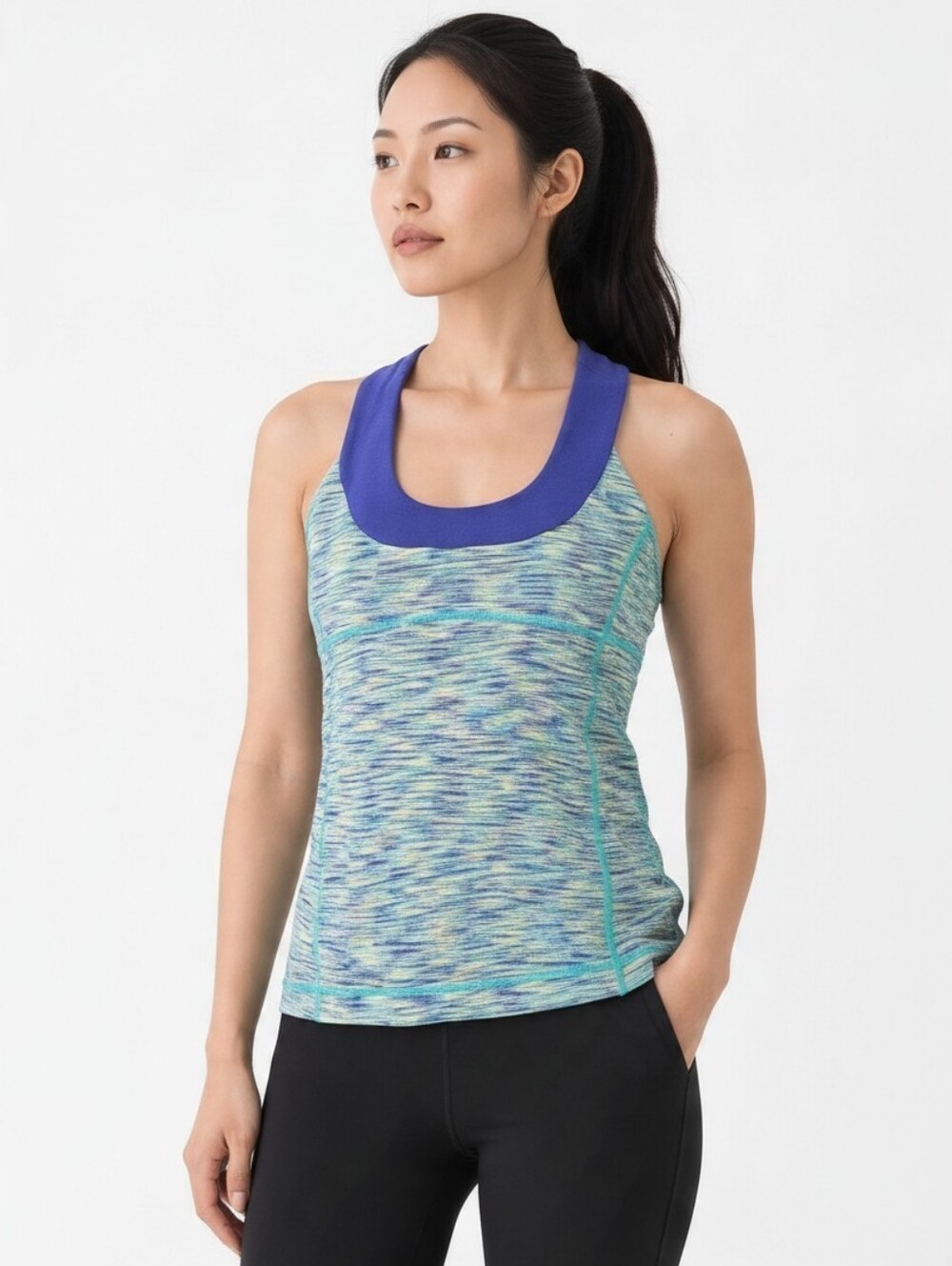 Lululemon Scoop Neck Tank Top, Aqua Space Dye / Royal
